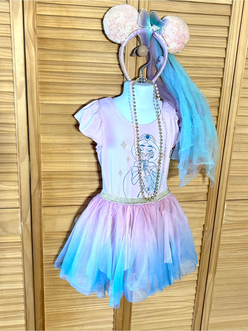 Girls Disney Jasmine Tutu Princess Halloween Costume Dress Mickey Ears